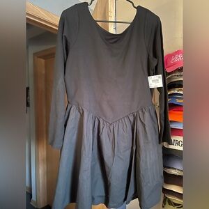 Black drop waist dress.